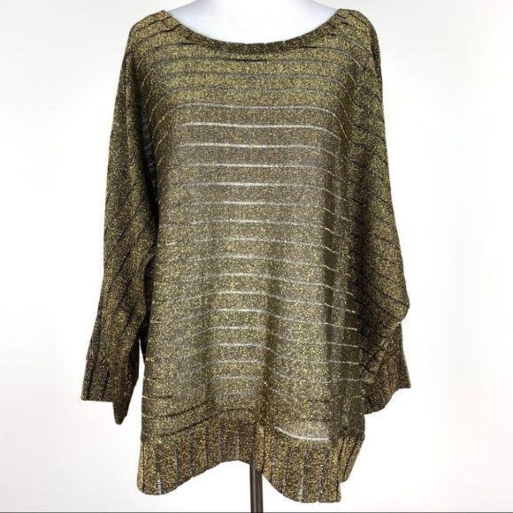 Ruby Road sweater 3X gold metallic dolman sleeve